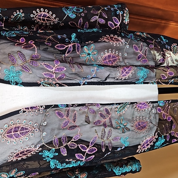 CATHERINES OPEN FRONT CARDIGAN TOP LIGHTWEIGHT OX PURPLE TEAL PINK BLACK - Picture 4 of 9